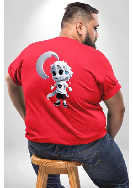 Japon Anime Baruto Momoshiki Büyük Beden Kırmızı Tişört Kadın Erkek Ünisex Sırt Baskılı