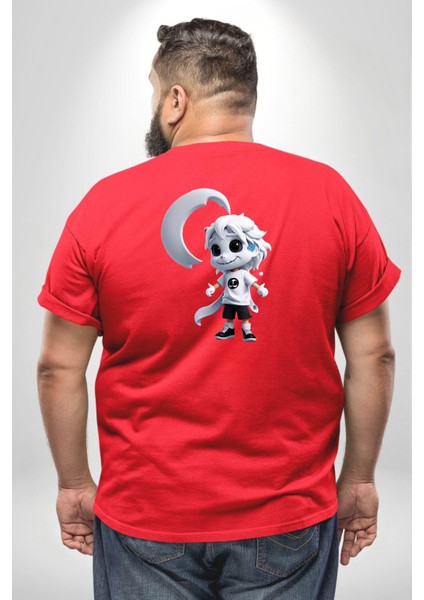 Japon Anime Baruto Momoshiki Büyük Beden Kırmızı Tişört Kadın Erkek Ünisex Sırt Baskılı fırsatları