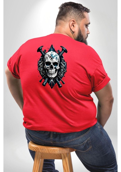 Kuru Kafa Yapay Zeka Tasarım Büyük Beden Kırmızı Tişört Kadın Erkek Ünisex Sırt Baskılı fırsatları