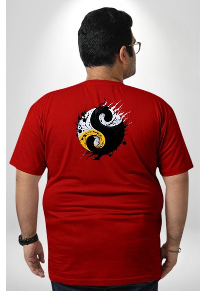 Yin Ile Yang Kuramı Büyük Beden Kırmızı Tişört Kadın Erkek Ünisex Sırt Baskılı fırsatları
