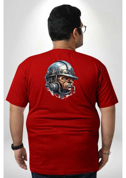 Kafamın Içindeki Lağım Büyük Beden Kırmızı Tişört Kadın Erkek Ünisex Sırt Baskılı