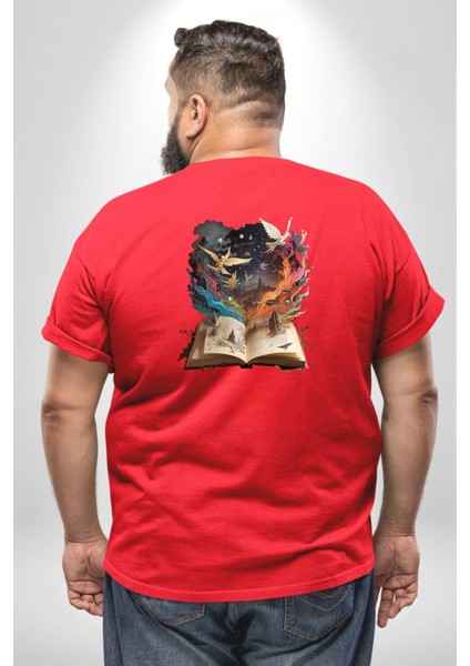 Hikaye Roman Kitabı Gerçekleşti Büyük Beden Kırmızı Tişört Kadın Erkek Ünisex Sırt Baskılı fırsatları