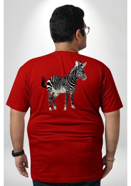 Zürafa Büyük Beden Kırmızı Tişört Kadın Erkek Ünisex Sırt Baskılı fırsatları
