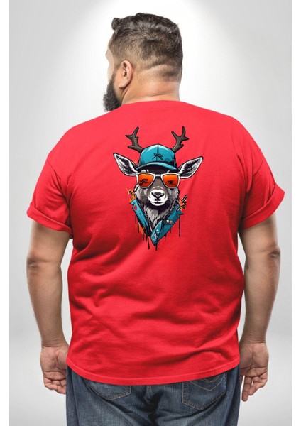 Güneş Gözlüğü Savaşcı Geyik Büyük Beden Kırmızı Tişört Kadın Erkek Ünisex Sırt Baskılı fırsatları