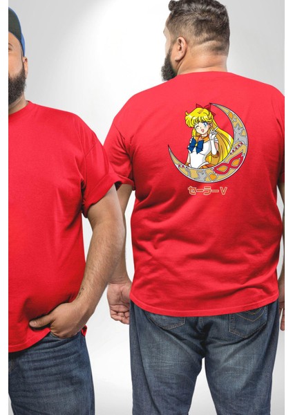 Sailor Moon Ay Savaşcısı Anime Büyük Beden Kırmızı Tişört Kadın Erkek Ünisex Sırt Baskılı fiyatları