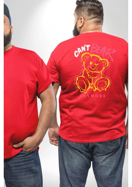 Daha Fazla Dayanamıyorum Teddy Büyük Beden Kırmızı Tişört Kadın Erkek Ünisex Sırt Baskılı fiyatları