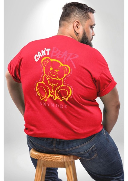 Daha Fazla Dayanamıyorum Teddy Büyük Beden Kırmızı Tişört Kadın Erkek Ünisex Sırt Baskılı fırsatları