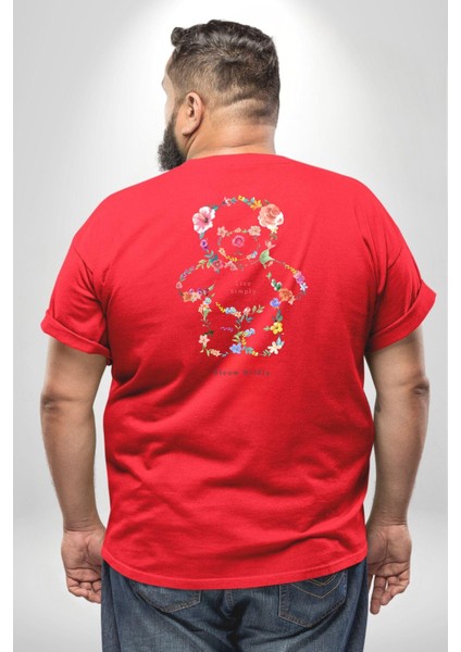 Sadece Yaşamak Büyük Beden Kırmızı Tişört Kadın Erkek Ünisex Sırt Baskılı