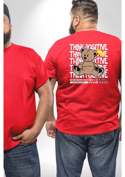Positive Düşünce Büyük Beden Kırmızı Tişört Kadın Erkek Ünisex Sırt Baskılı fiyatları