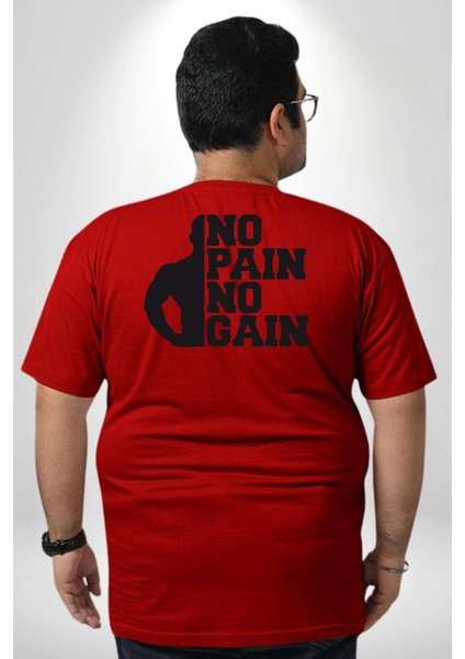 Gym Spor Sever Salon Vucut Geliştirme Emeksiz Olmaz Büyük Beden Kırmızı Tişört Kadın Erkek Ünisex Sırt Baskılı