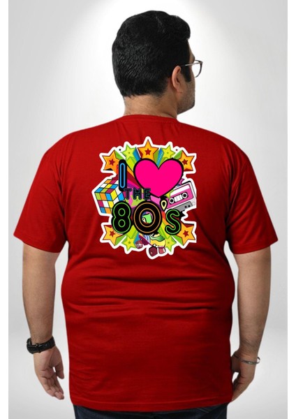 80Lerı Seviyorum Kaset Ve Özel Hediye Büyük Beden Kırmızı Tişört Kadın Erkek Ünisex Sırt Baskılı fırsatları