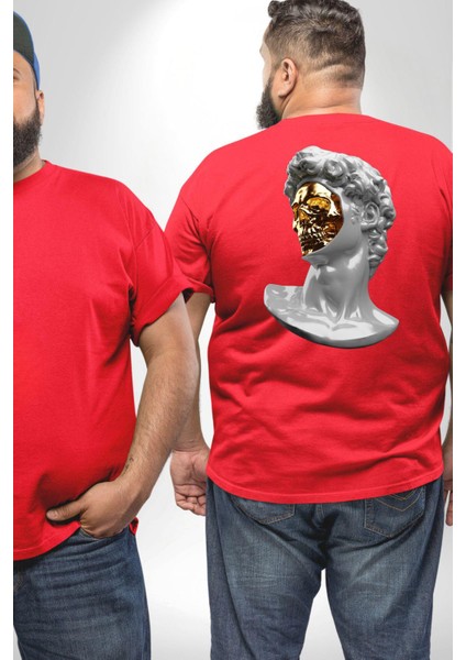 Modern Sanat Apollo Büyük Beden Kırmızı Tişört Kadın Erkek Ünisex Sırt Baskılı fiyatları