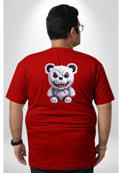 Freddy Korkunç Ayı Büyük Beden Kırmızı Tişört Kadın Erkek Ünisex Sırt Baskılı