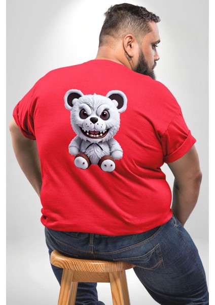 Freddy Korkunç Ayı Büyük Beden Kırmızı Tişört Kadın Erkek Ünisex Sırt Baskılı fırsatları