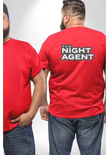 The Night Agent Büyük Beden Kırmızı Tişört Kadın Erkek Ünisex Sırt Baskılı fiyatları