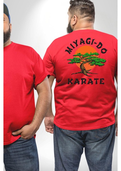 Miyagi-Do Karete Çocuk Logo Dizi Bonzai Ağaç Büyük Beden Kırmızı Tişört Kadın Erkek Ünisex Sırt Baskılı fiyatları