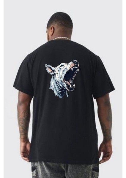 Bull Terier Köpek Havlama Büyük Beden Siyah Tişört Kadın Erkek Ünisex Sırt Baskılı