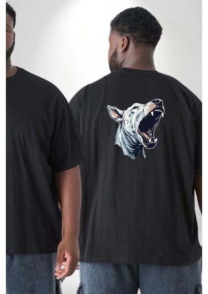 Bull Terier Köpek Havlama Büyük Beden Siyah Tişört Kadın Erkek Ünisex Sırt Baskılı fiyatları