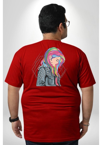 Metal Müzik Çeket Büyük Beden Kırmızı Tişört Kadın Erkek Ünisex Sırt Baskılı