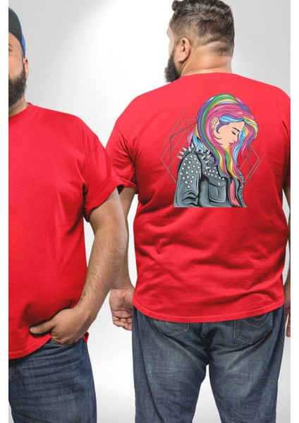 Metal Müzik Çeket Büyük Beden Kırmızı Tişört Kadın Erkek Ünisex Sırt Baskılı fiyatları