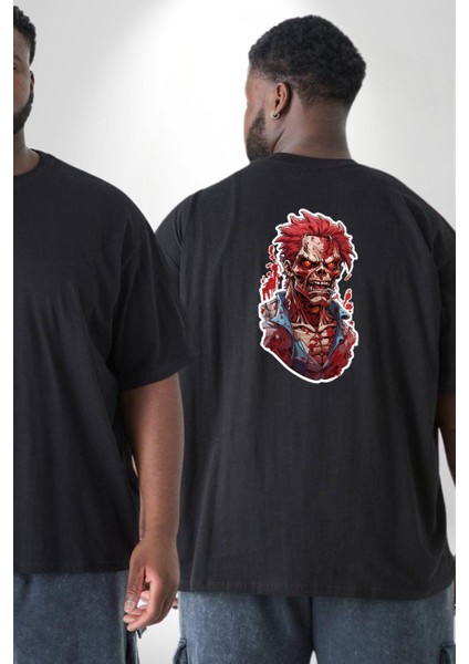 Zombi Siyah The Walking Dead Büyük Beden Siyah Tişört Kadın Erkek Ünisex Sırt Baskılı fiyatları