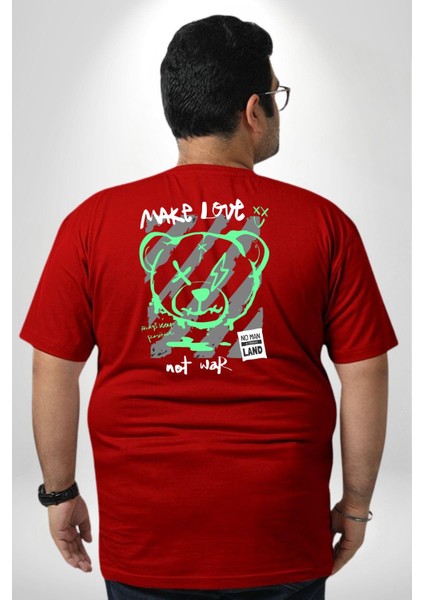 Savaşma Teddy Bear Büyük Beden Kırmızı Tişört Kadın Erkek Ünisex Sırt Baskılı fırsatları