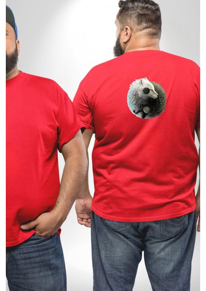 Yin Ile Yang Beyaz Kırmızı Kurt Büyük Beden Kırmızı Tişört Kadın Erkek Ünisex Sırt Baskılı fiyatları