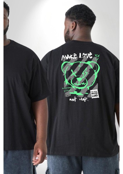 Savaşma Teddy Bear Büyük Beden Siyah Tişört Kadın Erkek Ünisex Sırt Baskılı fiyatları