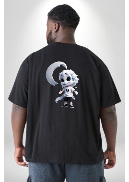 Japon Anime Baruto Momoshiki Büyük Beden Siyah Tişört Kadın Erkek Ünisex Sırt Baskılı fırsatları