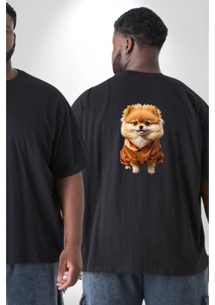 Teacup Pomernian Çeket Büyük Beden Siyah Tişört Kadın Erkek Ünisex Sırt Baskılı fiyatları