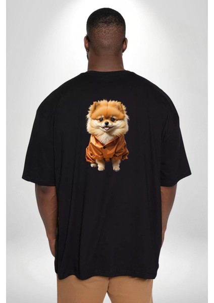 Teacup Pomernian Çeket Büyük Beden Siyah Tişört Kadın Erkek Ünisex Sırt Baskılı fırsatları