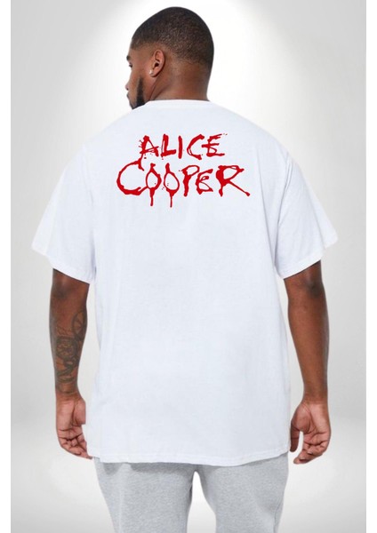 Alice Cooper Rock Solist Metalin Babası From The Inside Içeriden 1978 Büyük Beden Beyaz Tişört Kadın Erkek Ünisex Sırt Baskılı
