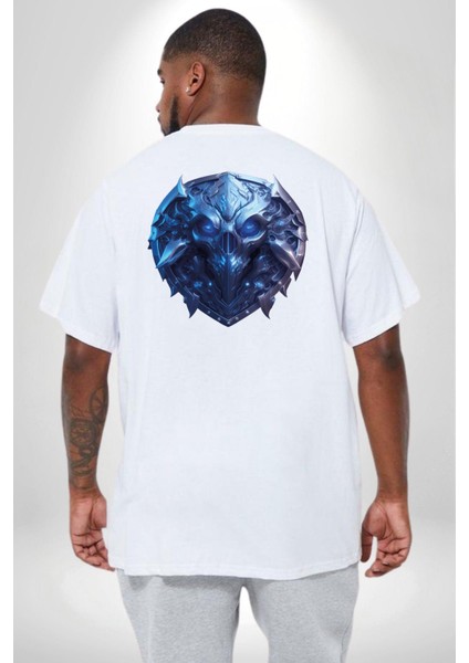 Kuru Kafa Kalkan Koruma Büyük Beden Beyaz Tişört Kadın Erkek Ünisex Sırt Baskılı