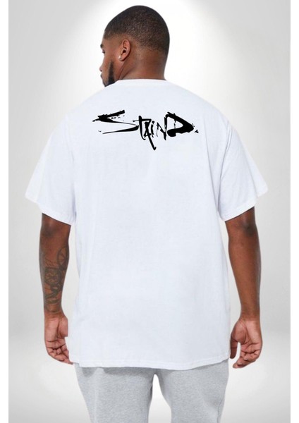 Staind Büyük Beden Beyaz Tişört Kadın Erkek Ünisex Sırt Baskılı