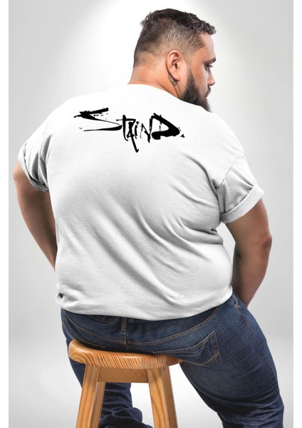Staind Büyük Beden Beyaz Tişört Kadın Erkek Ünisex Sırt Baskılı fırsatları