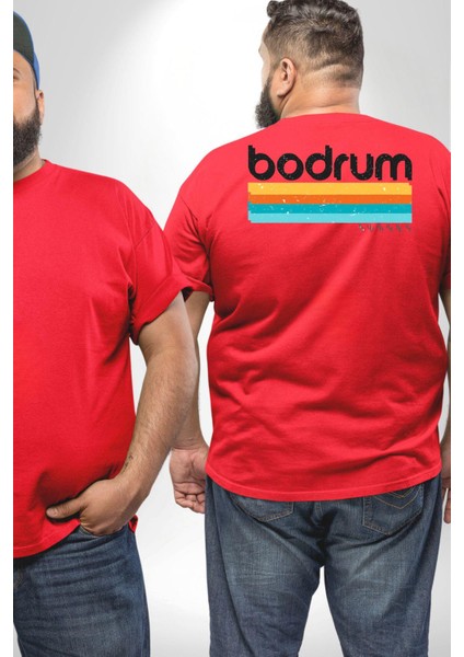Bodrum Türkiye Büyük Beden Kırmızı Tişört Kadın Erkek Ünisex Sırt Baskılı fiyatları
