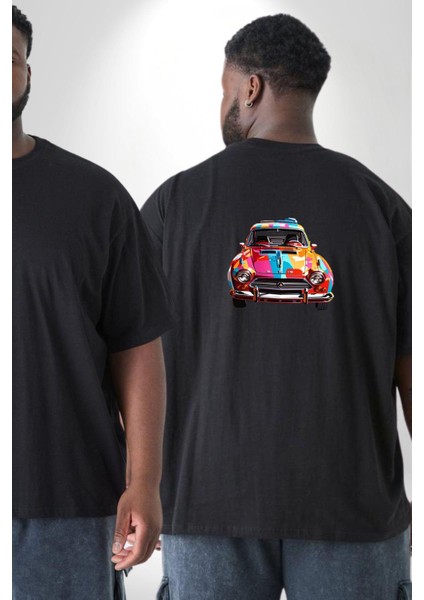 Peugeot 144 Renkli Orijinal Araba Büyük Beden Siyah Tişört Kadın Erkek Ünisex Sırt Baskılı fiyatları