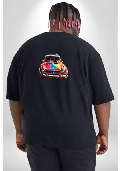 Peugeot 144 Renkli Orijinal Araba Büyük Beden Siyah Tişört Kadın Erkek Ünisex Sırt Baskılı fırsatları