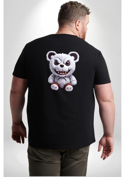 Freddy Korkunç Ayı Büyük Beden Siyah Tişört Kadın Erkek Ünisex Sırt Baskılı
