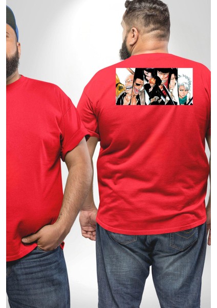Bleach Anime Büyük Beden Kırmızı Tişört Kadın Erkek Ünisex Sırt Baskılı fiyatları