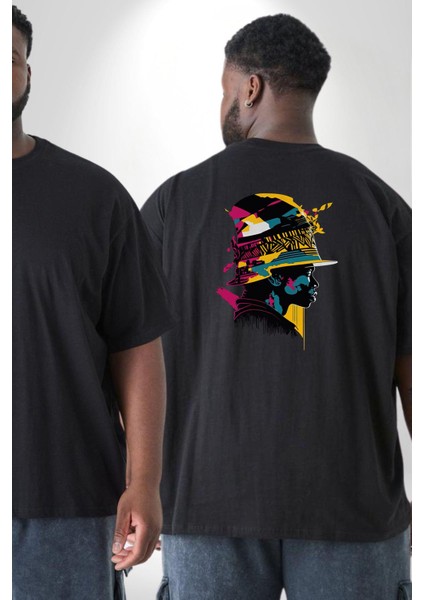 Canlı Afrobeat Füzyon Renkli Siluet Büyük Beden Siyah Tişört Kadın Erkek Ünisex Sırt Baskılı fiyatları