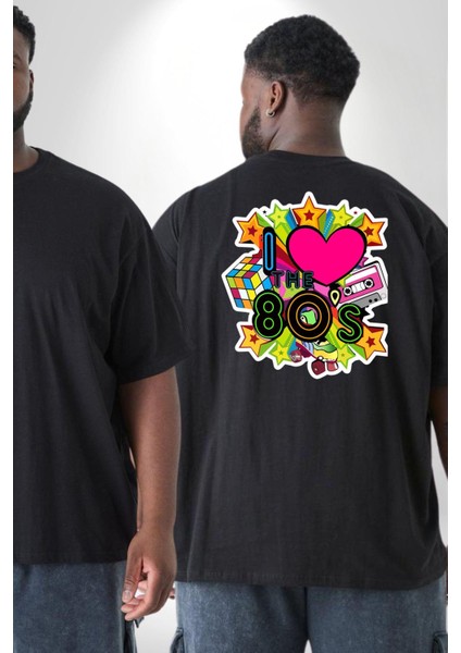 80Lerı Seviyorum Kaset Ve Özel Hediye Büyük Beden Siyah Tişört Kadın Erkek Ünisex Sırt Baskılı fiyatları