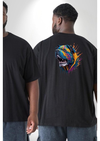 Köpek Saint Bernard Havlama Büyük Beden Siyah Tişört Kadın Erkek Ünisex Sırt Baskılı fiyatları