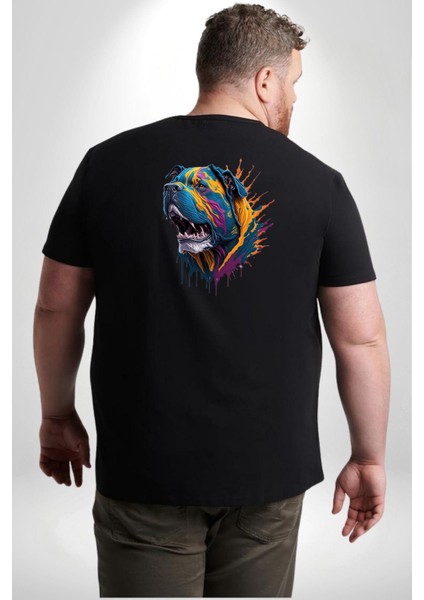 Köpek Saint Bernard Havlama Büyük Beden Siyah Tişört Kadın Erkek Ünisex Sırt Baskılı fırsatları