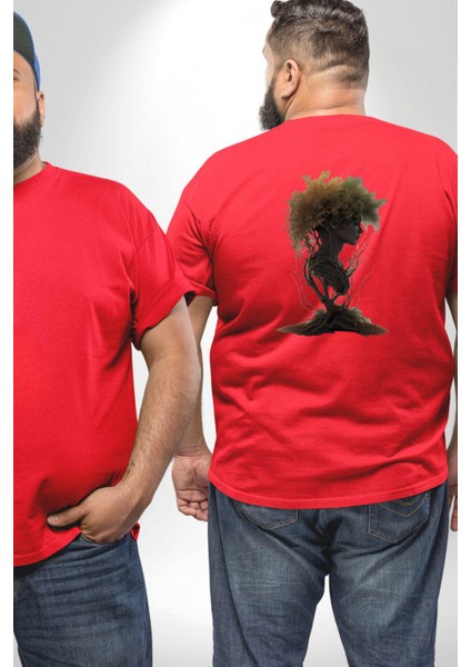 Çiçek Kırmızı Kız Moda Doğa Kök Salımı Büyük Beden Kırmızı Tişört Kadın Erkek Ünisex Sırt Baskılı fiyatları