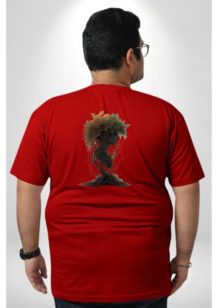 Çiçek Kırmızı Kız Moda Doğa Kök Salımı Büyük Beden Kırmızı Tişört Kadın Erkek Ünisex Sırt Baskılı fırsatları