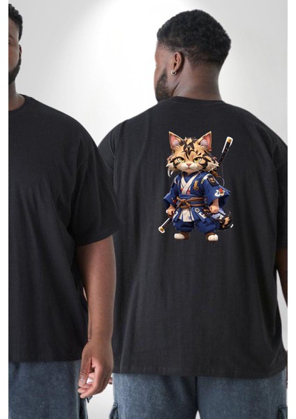 Japon Samuray Kılınç Büyük Beden Siyah Tişört Kadın Erkek Ünisex Sırt Baskılı fiyatları