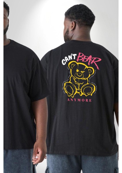 Daha Fazla Dayanamıyorum Teddy Büyük Beden Siyah Tişört Kadın Erkek Ünisex Sırt Baskılı fiyatları