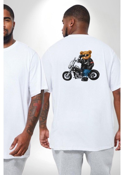 Kask Güneş Gözlüğü Motor Ayı Büyük Beden Beyaz Tişört Kadın Erkek Ünisex Sırt Baskılı fiyatları