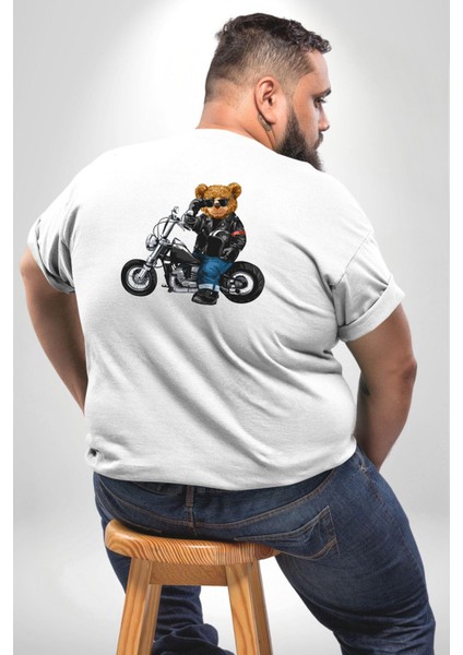 Kask Güneş Gözlüğü Motor Ayı Büyük Beden Beyaz Tişört Kadın Erkek Ünisex Sırt Baskılı fırsatları